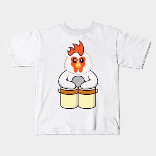 Cute chicken is playing drums. Kids T-Shirt